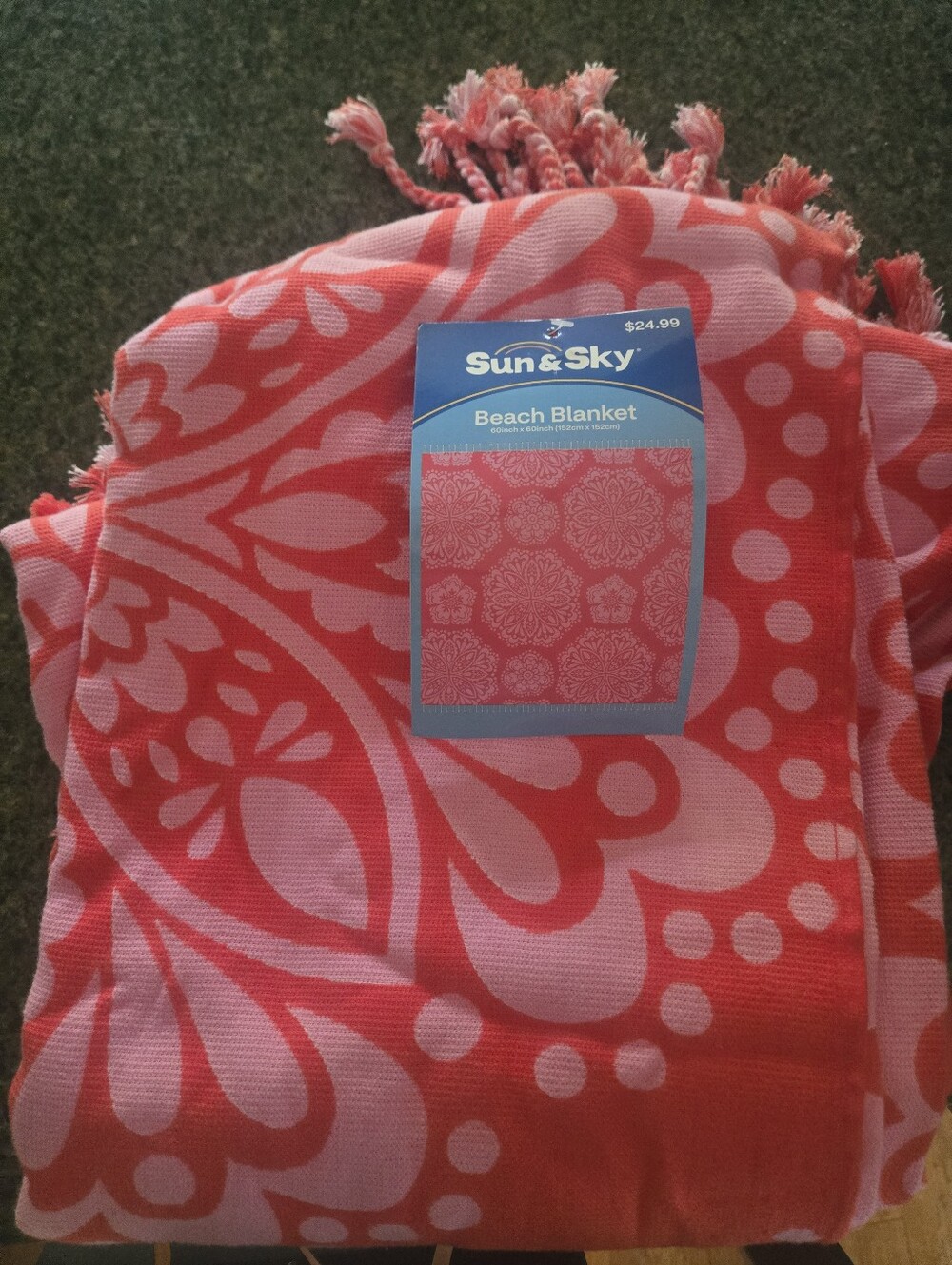 Coral Pink Beach Blanket 60x60 Brand New Wirh Tag